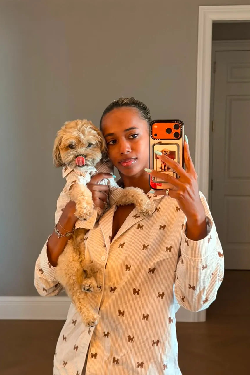 Doodle unisex pajama – Brown & white