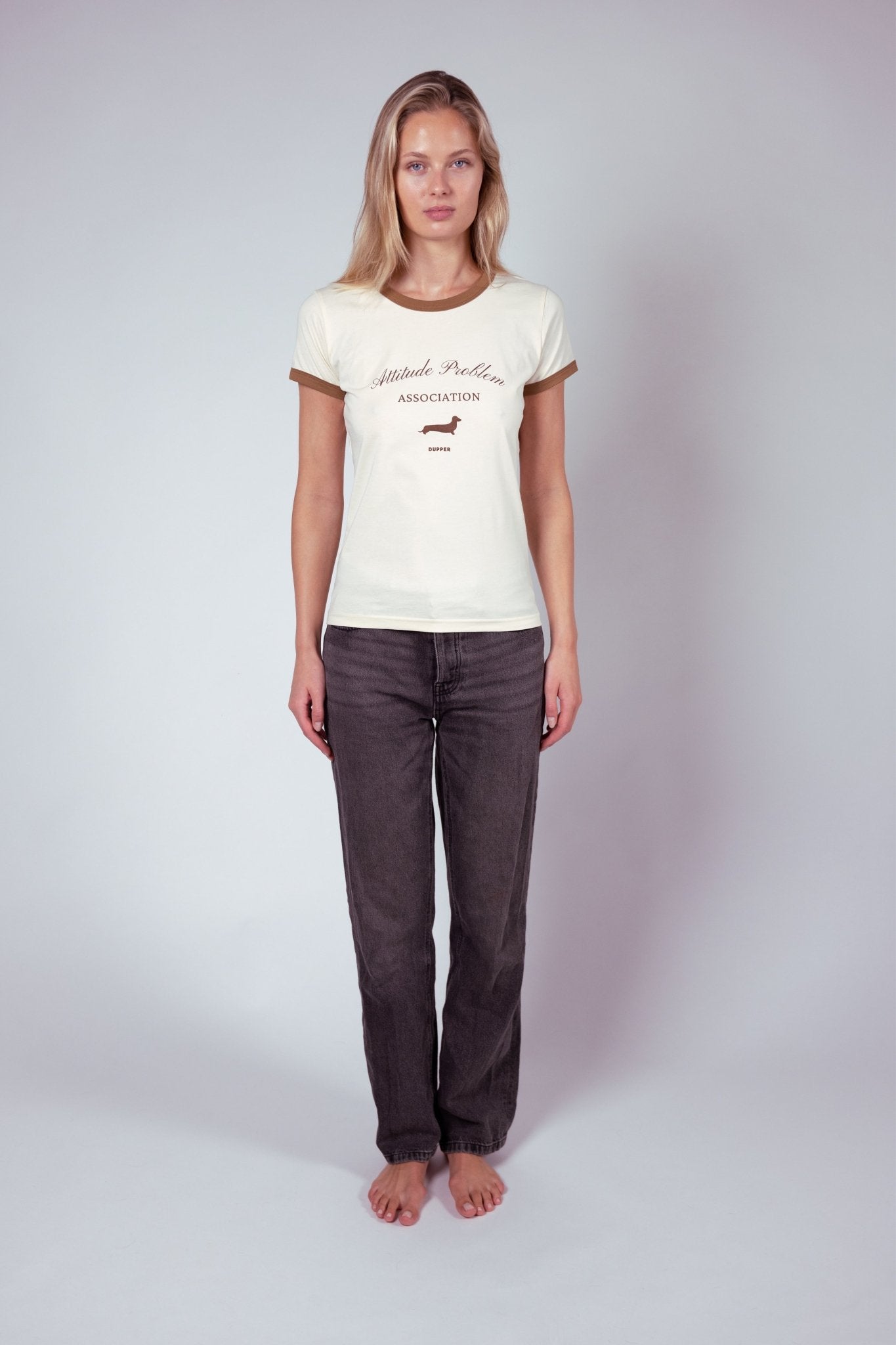 Attitude Problem Club T-Shirt – Brown & Cream - Dupper