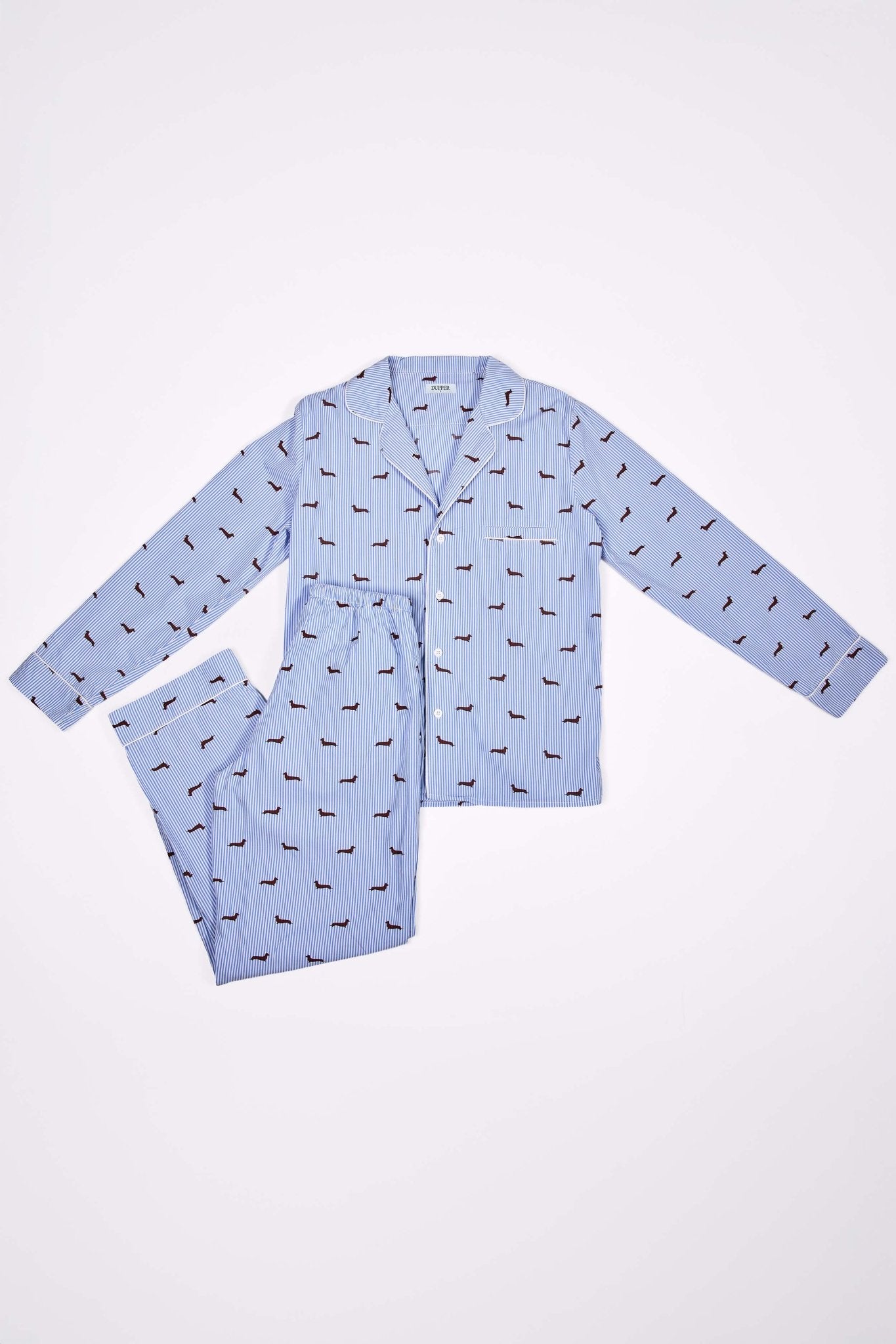 Dachshund unisex pajama – Blue & white - Dupper