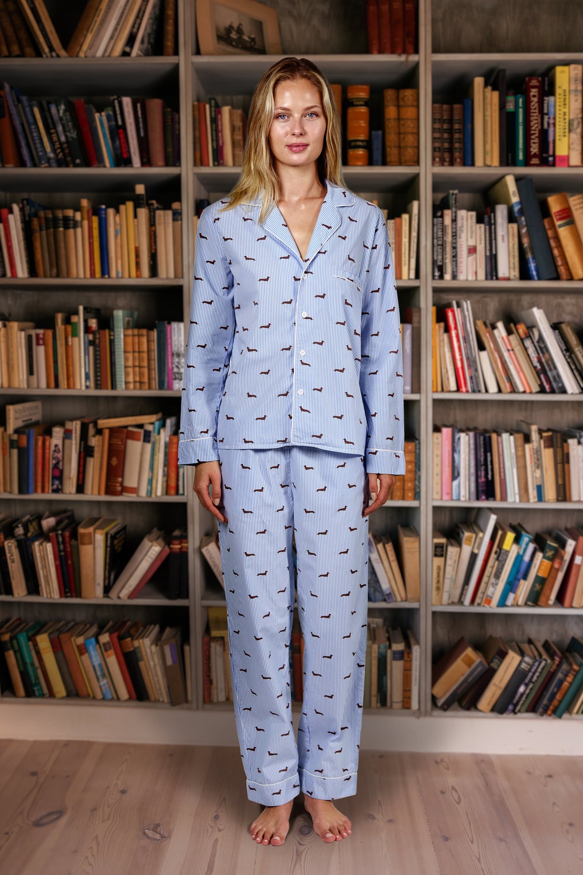 Dachshund unisex pajama – Blue & white - Dupper