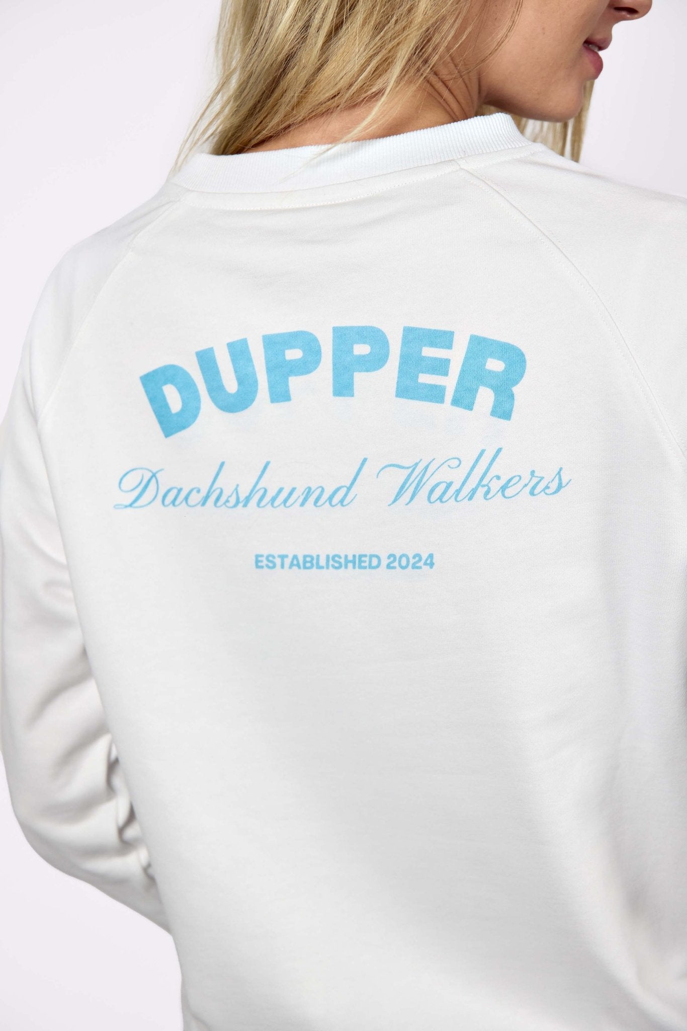 Dachshund walkers sweatshirt – White & blue - Dupper