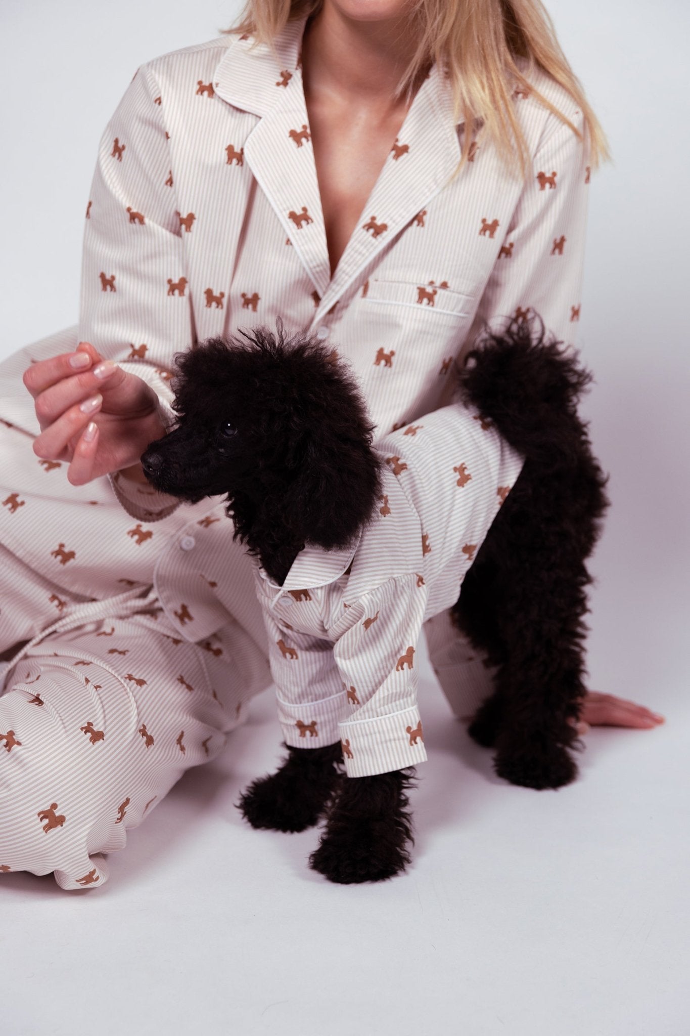 Doodle dog pajama shirt - Brown & white - Dupper
