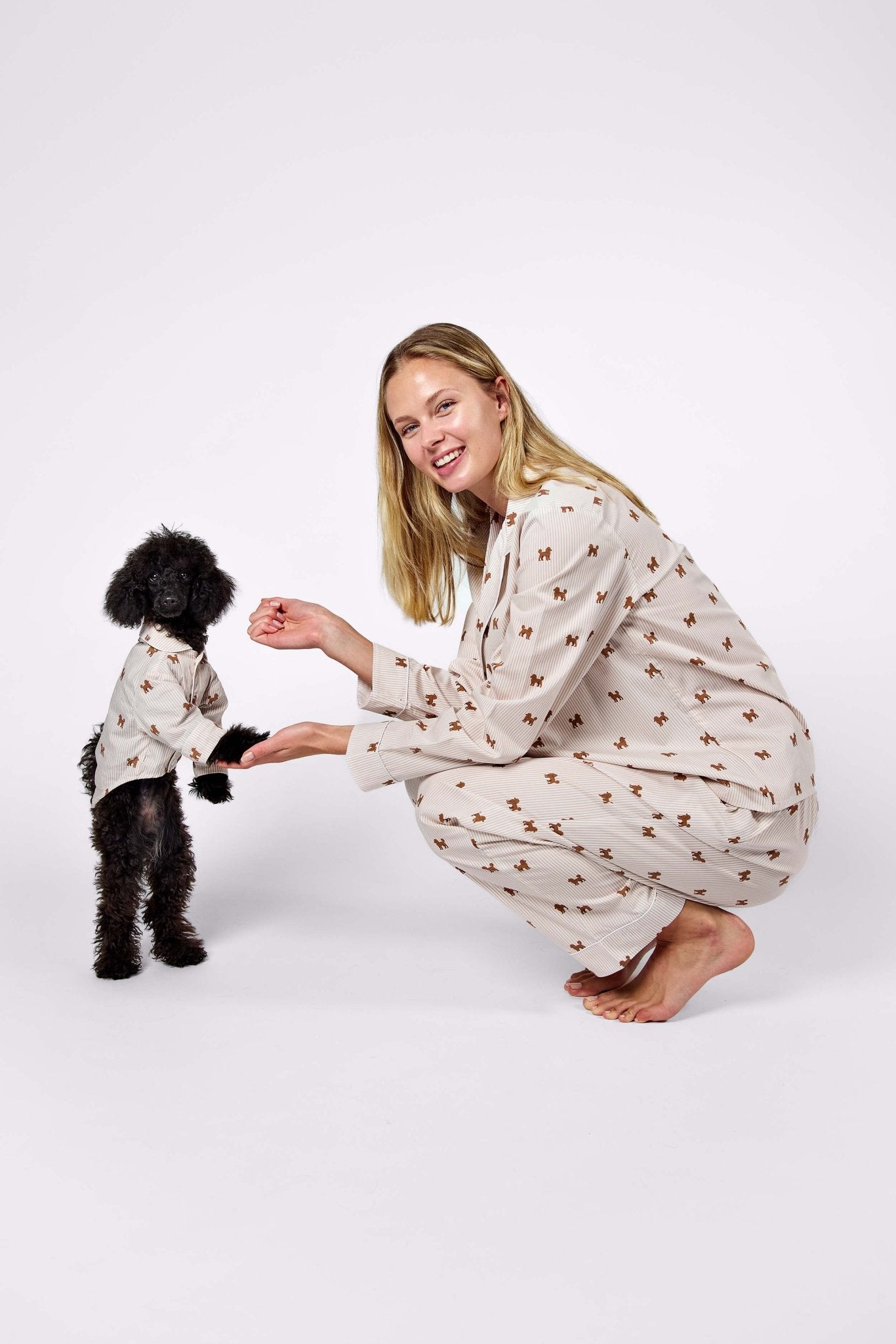 Doodle matching pajama set – Brown & white - Dupper
