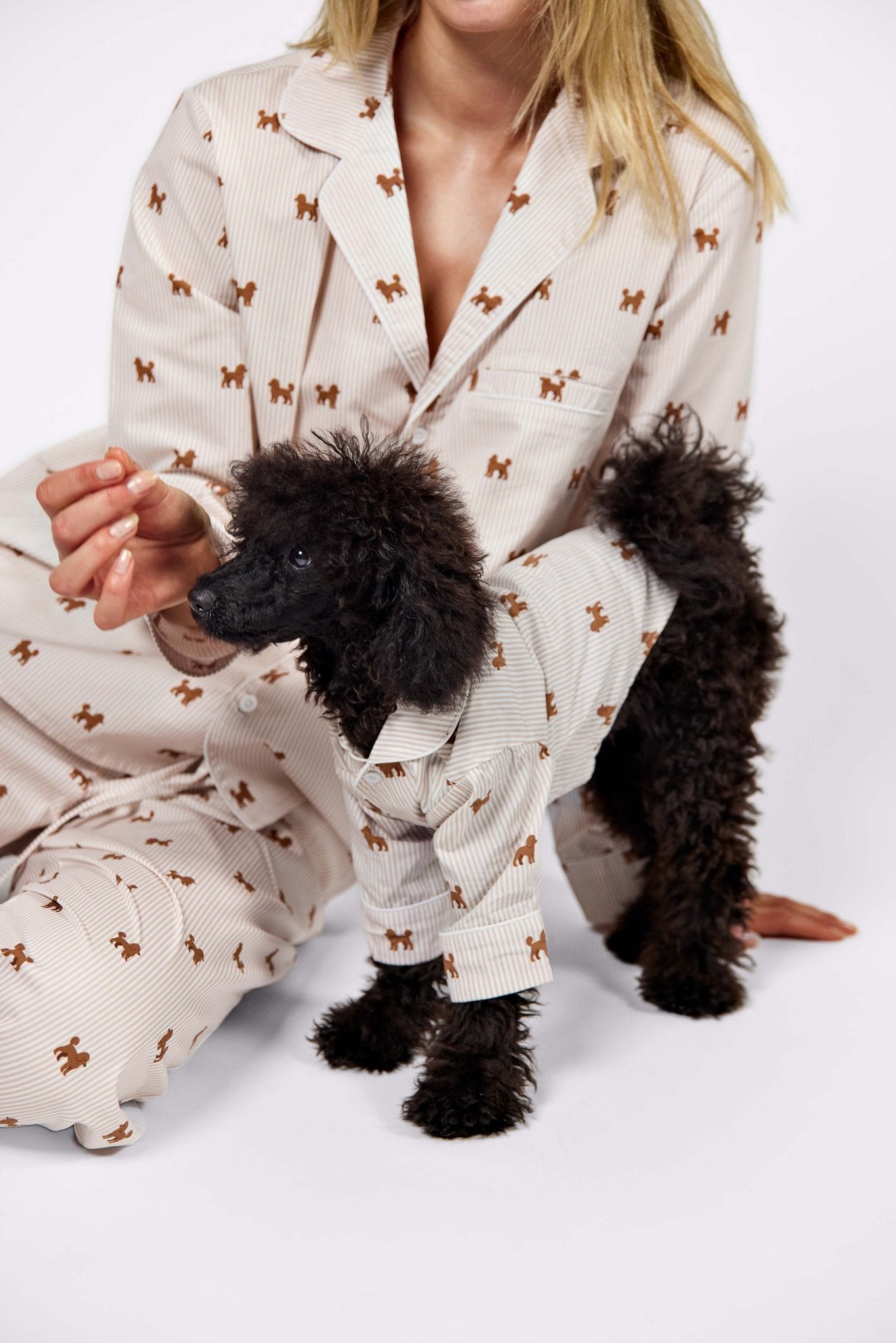 Doodle matching pajama set – Brown & white - Dupper
