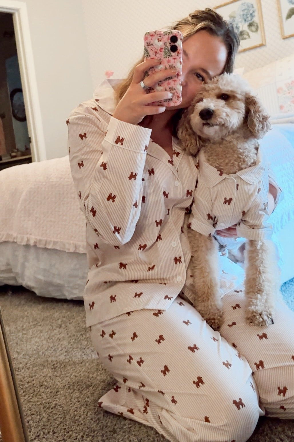 Doodle matching pajama set – Brown & white - Dupper