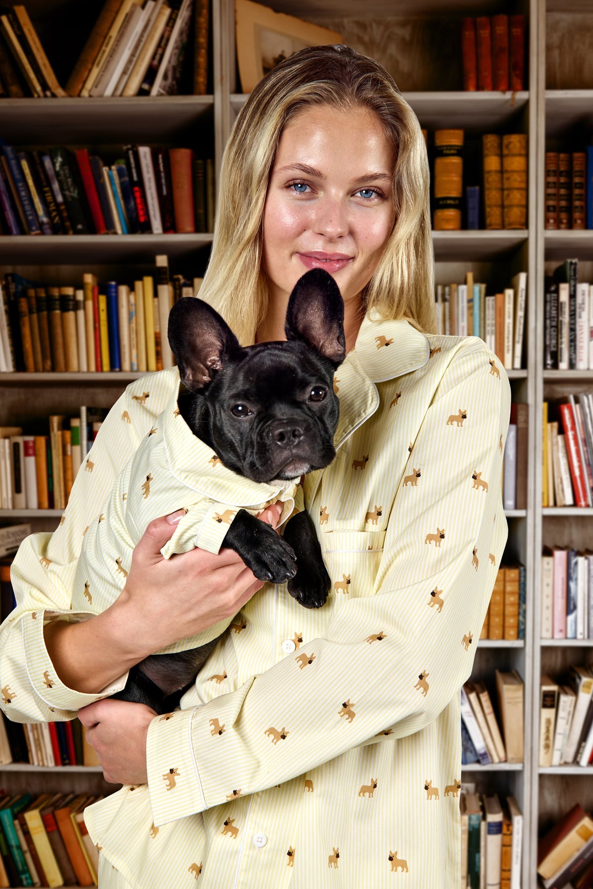 Frenchie family pajama bundle in yellow and white