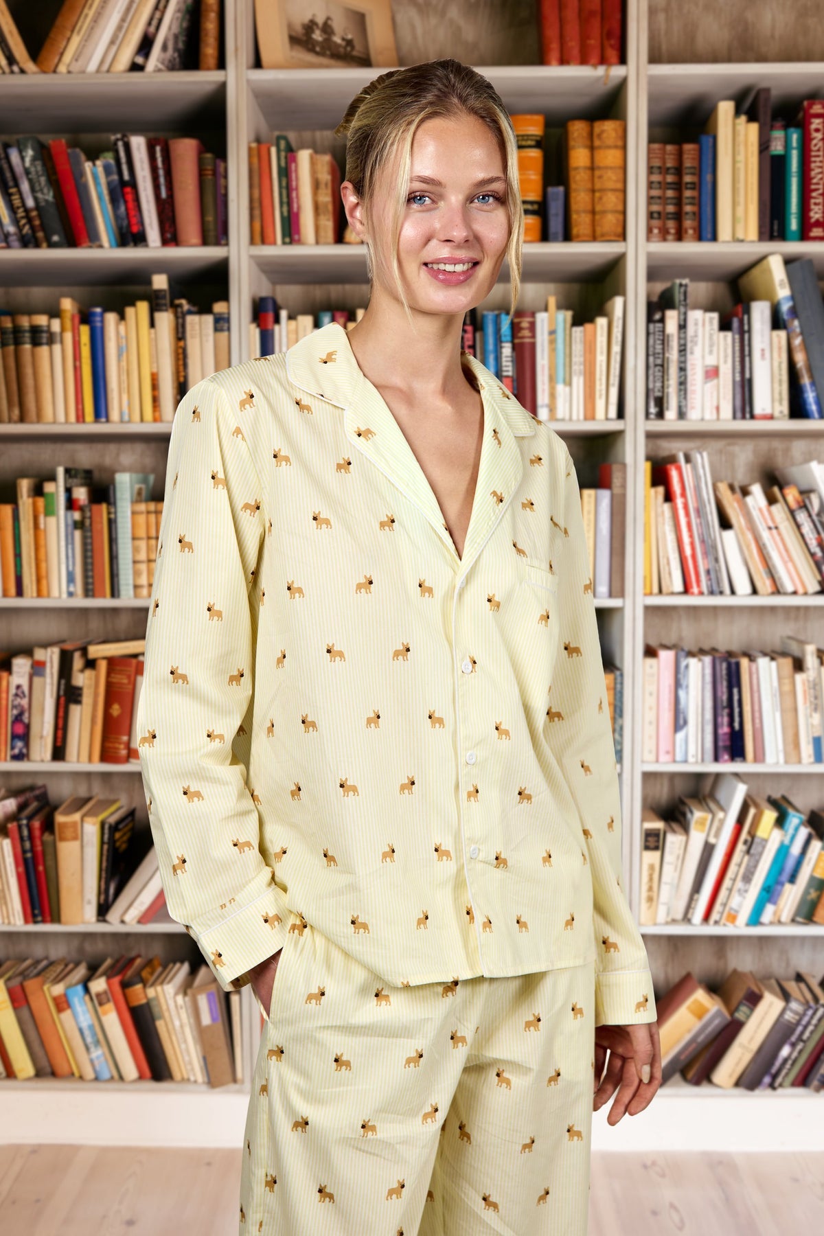 Frenchie unisex pajama – Yellow & white - Dupper