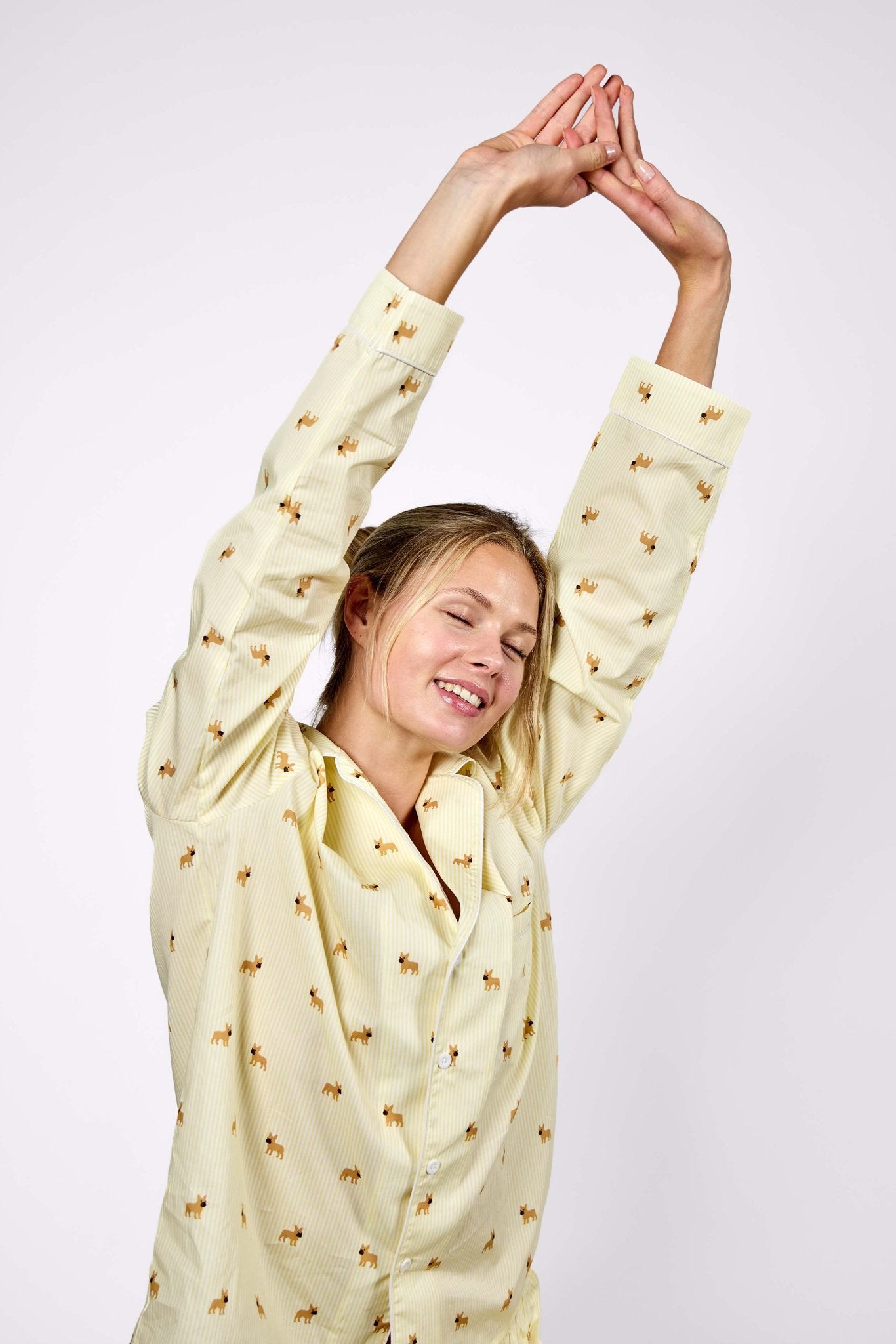 Frenchie unisex pajama – Yellow & white - Dupper