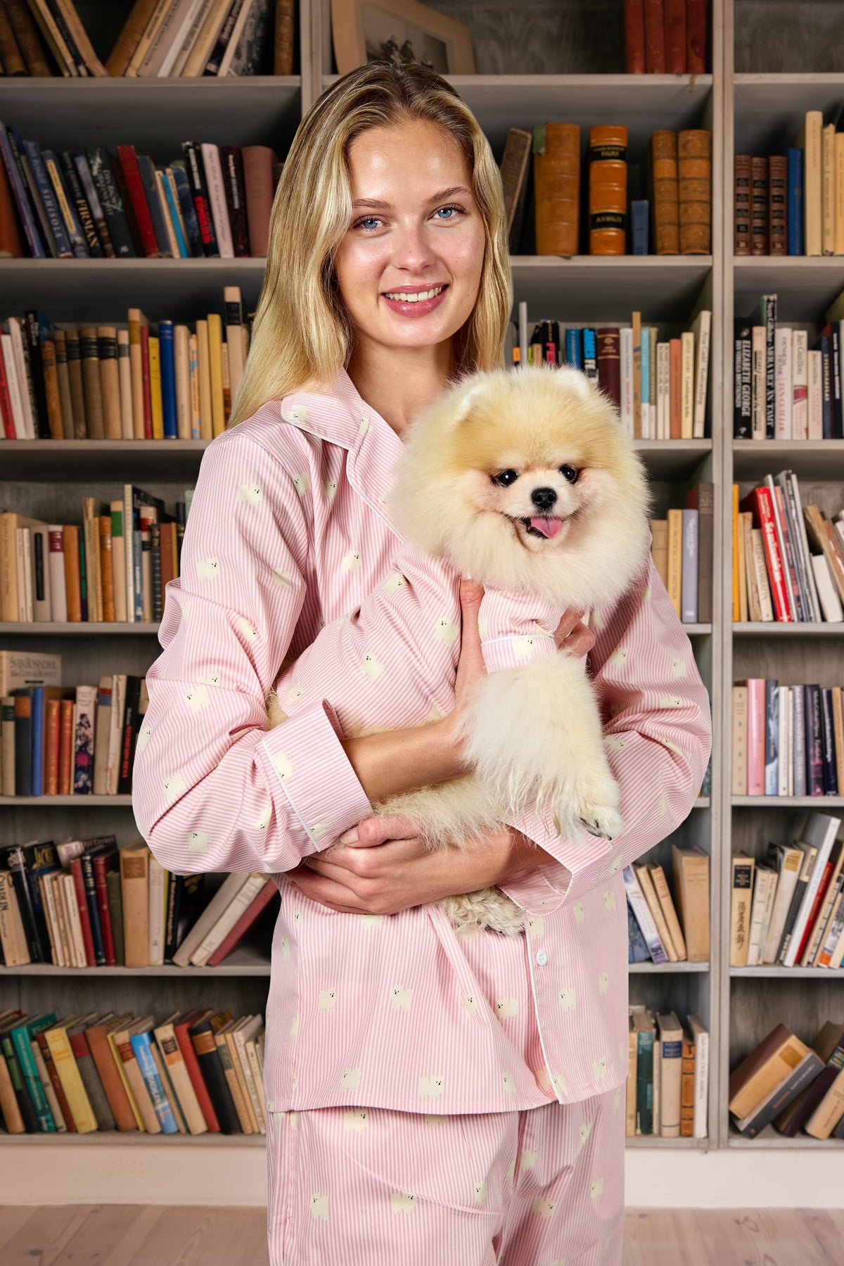 Pomeranian family pajama bundle in pink and white