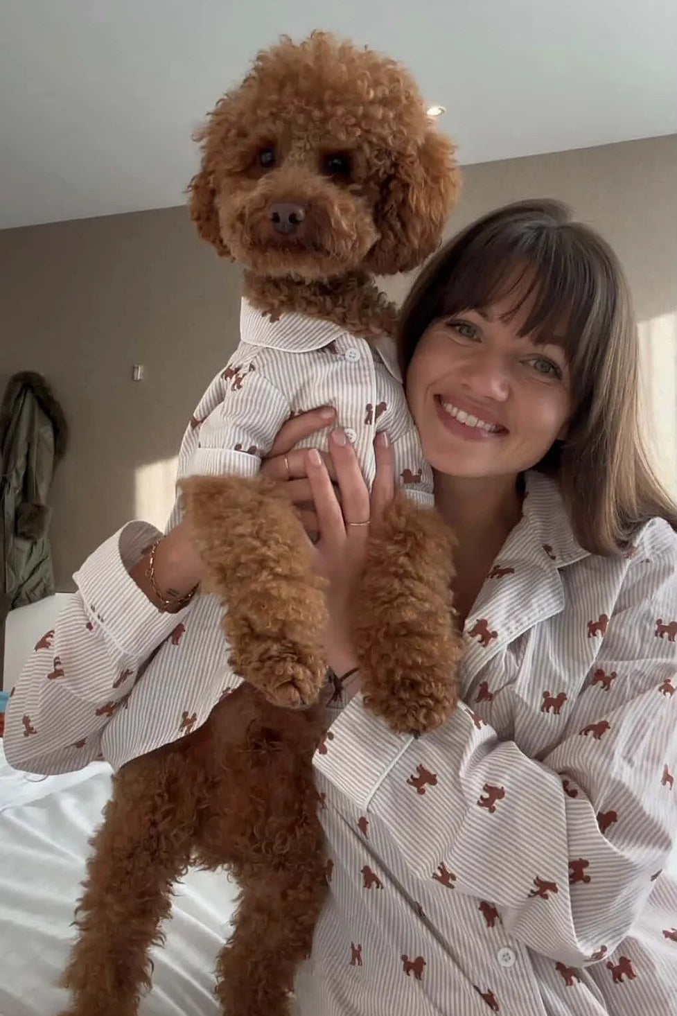 Doodle unisex pajama – Brown & white
