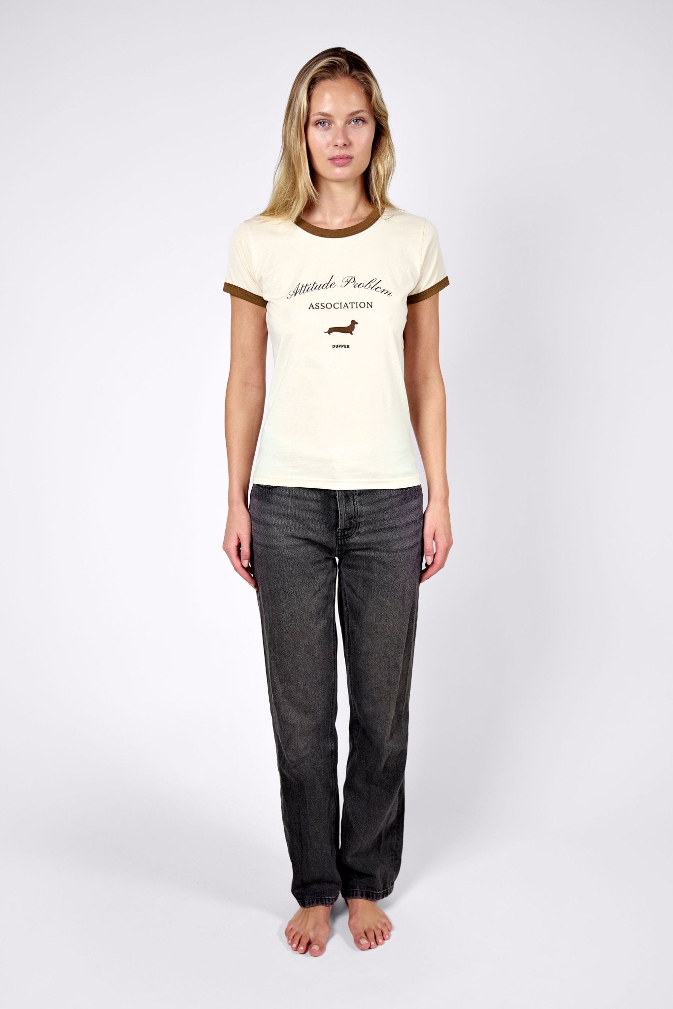 Attitude problem club T-shirt – Brown & cream - Dupper
