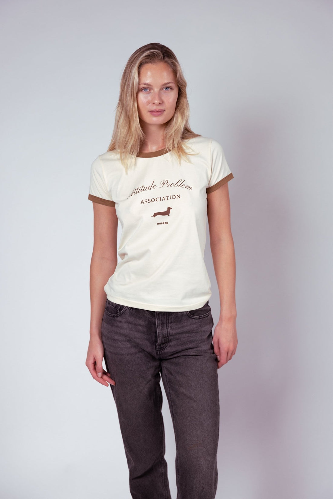 Attitude Problem Club T-Shirt – Brown &amp; Cream - Dupper