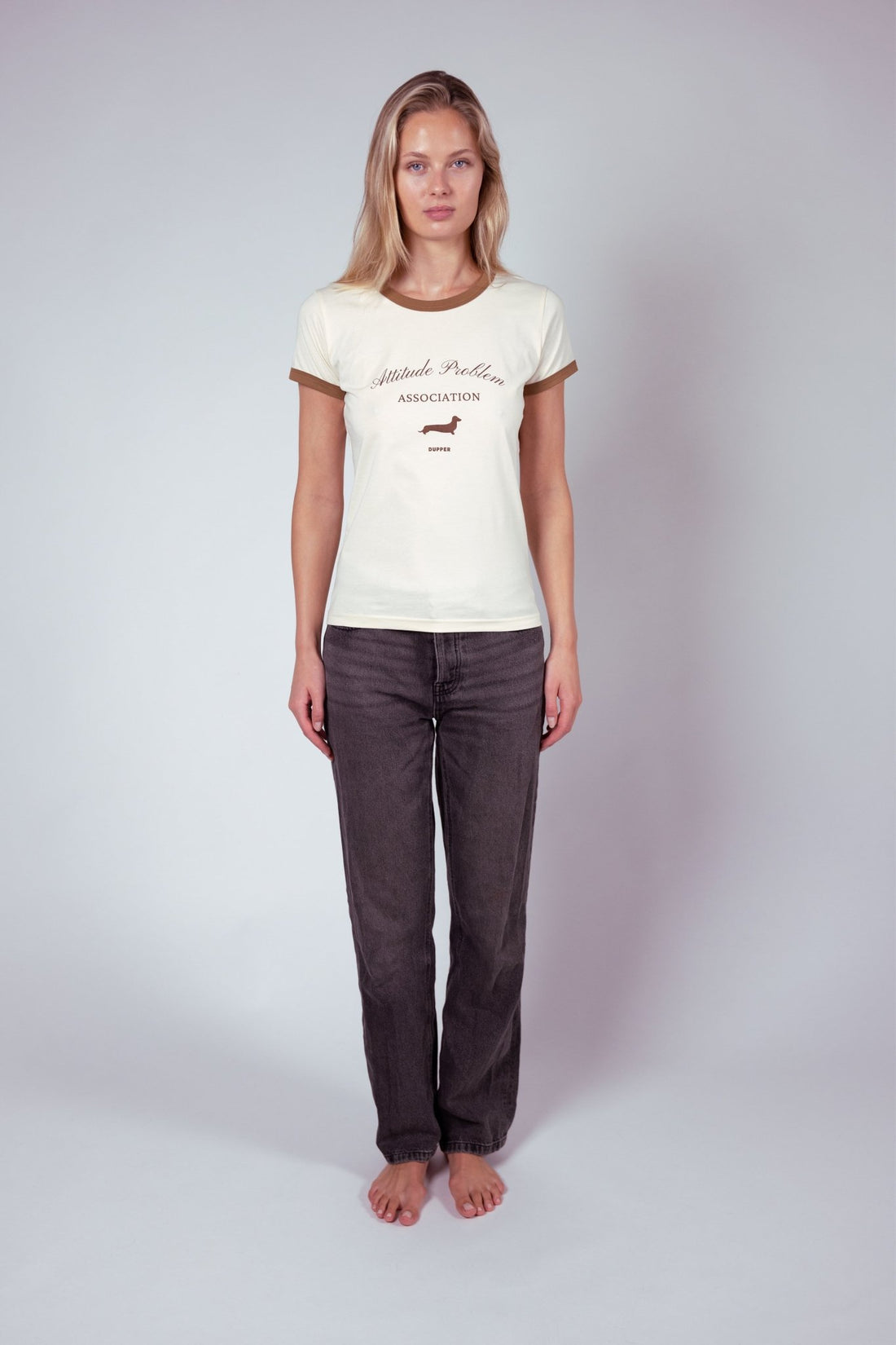 Attitude Problem Club T-Shirt – Brown &amp; Cream - Dupper