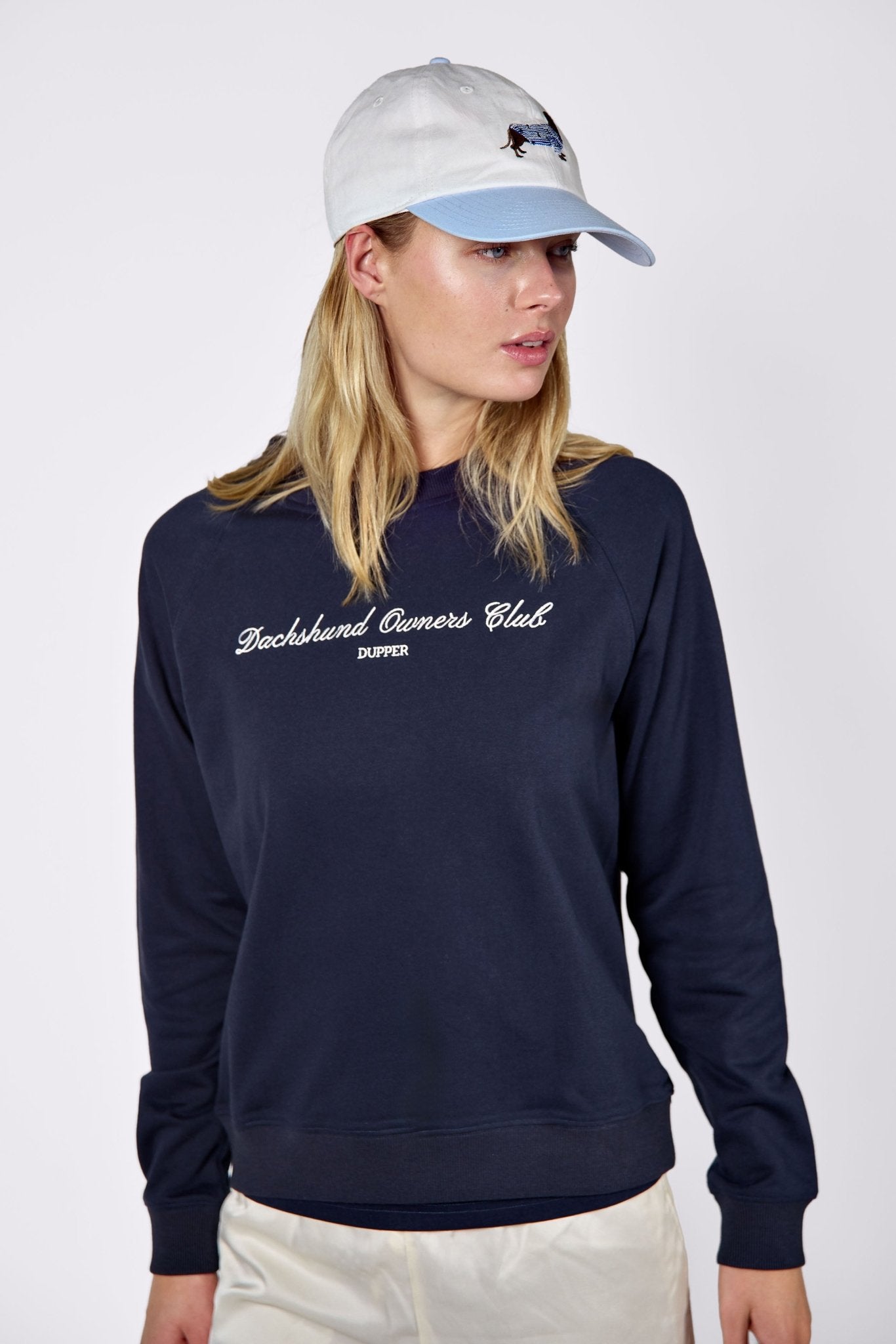 Dachshund in PJs hat – Blue & white - Dupper