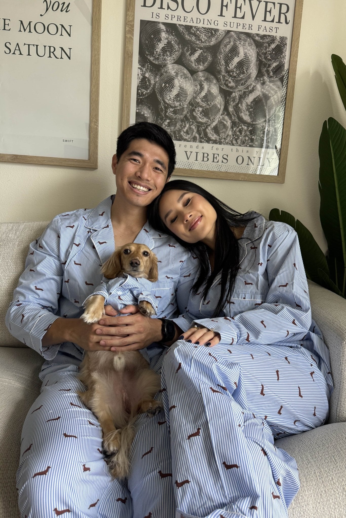 Dachshund matching pajama set – Blue & white - Dupper