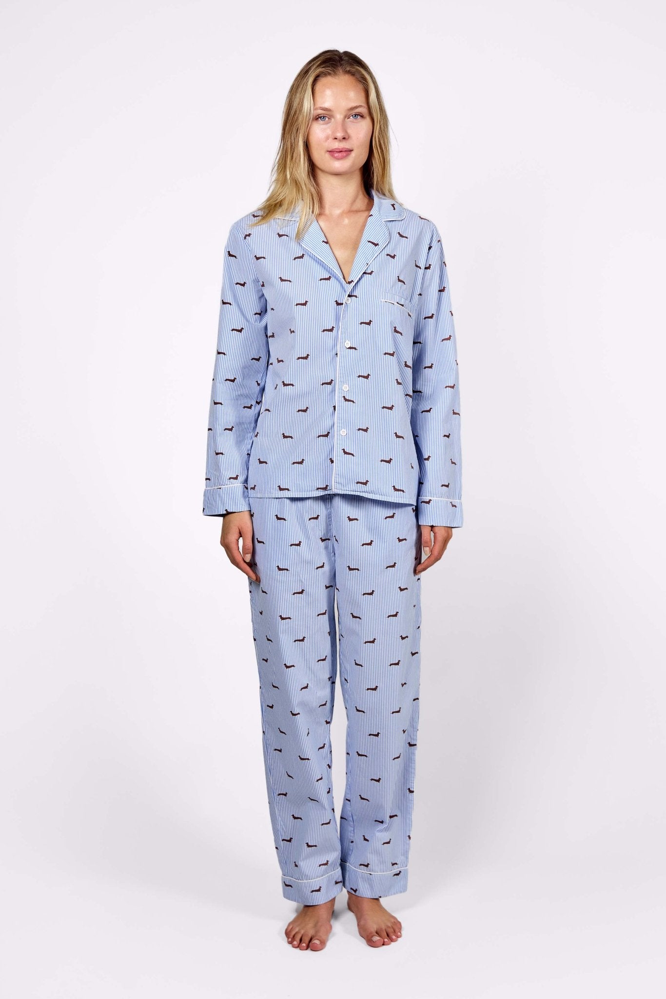 Dachshund unisex pajama – Blue & white - Dupper