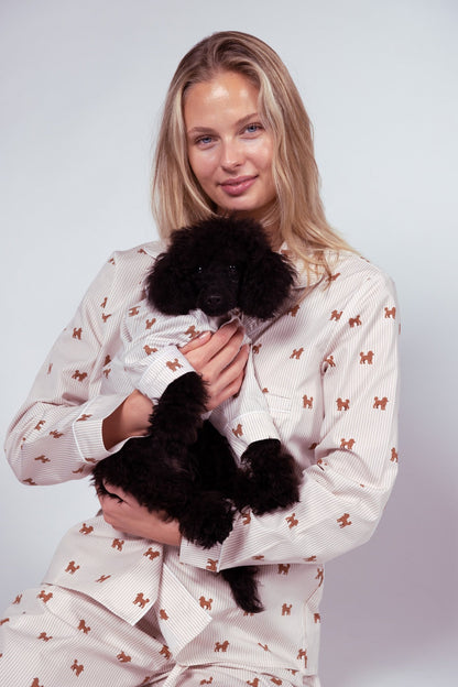 Doodle matching pajama set – Brown &amp; white - Dupper