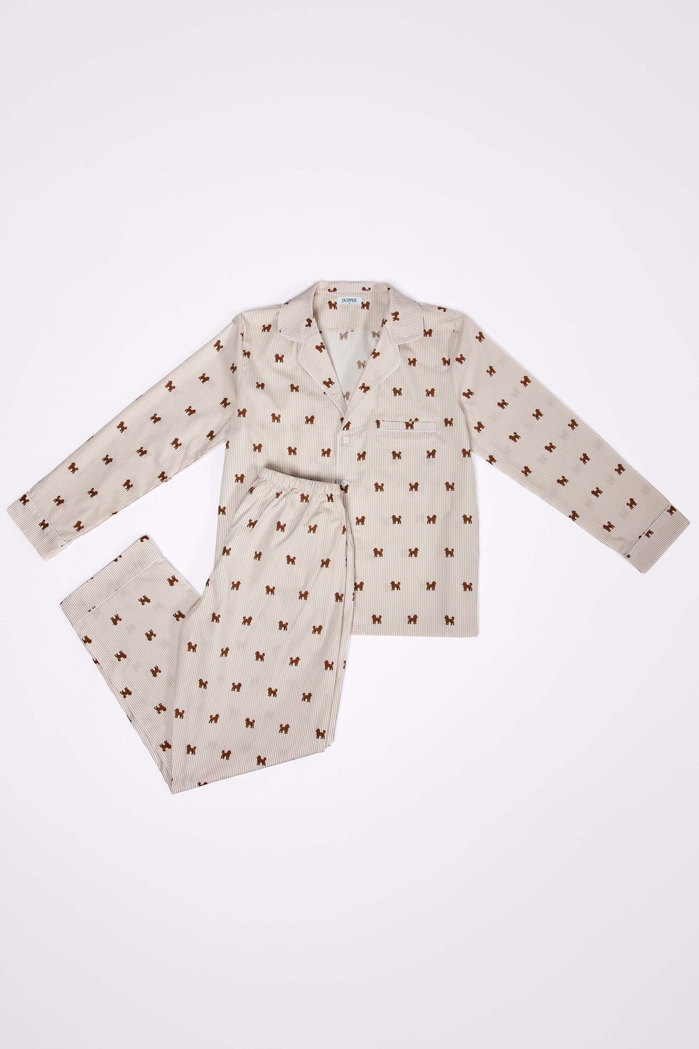 Doodle unisex pajama – Brown & white - Dupper