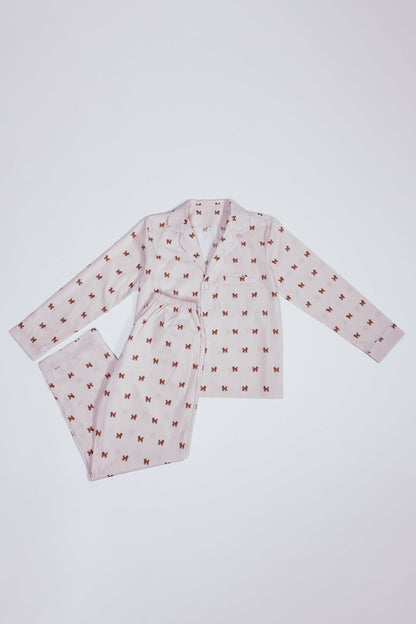 Doodle unisex pajama – Brown &amp; white - Dupper