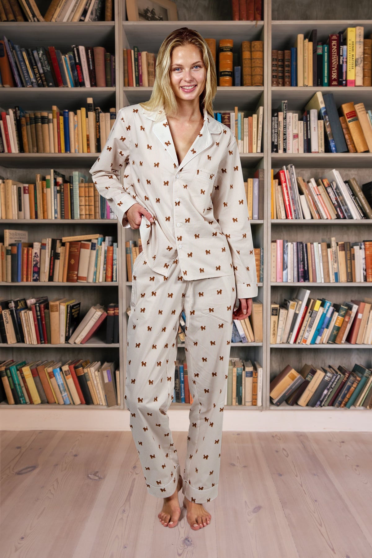 Doodle unisex pajama – Brown & white - Dupper