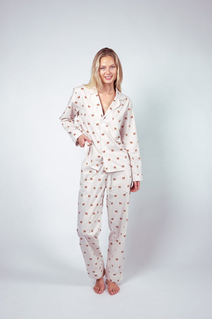 Doodle unisex pajama – Brown &amp; white - Dupper