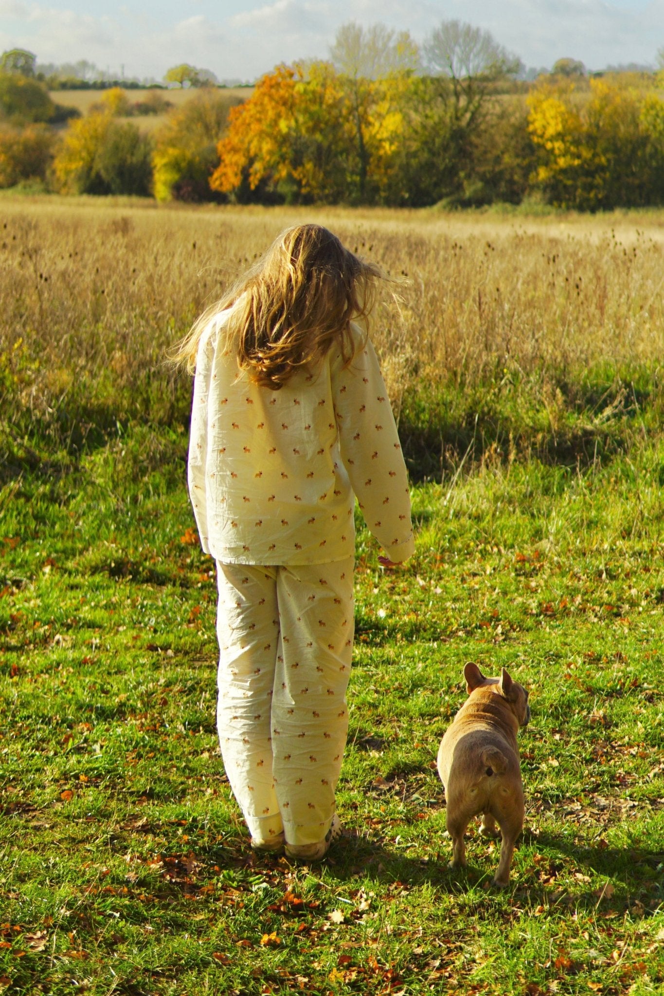 Frenchie matching pajama set – Yellow & white - Dupper