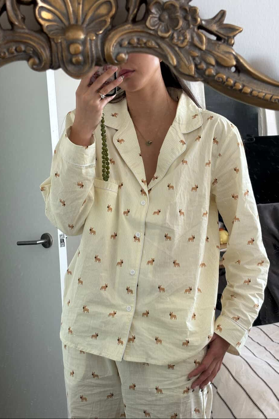 Frenchie unisex pajama – Yellow & white - Dupper