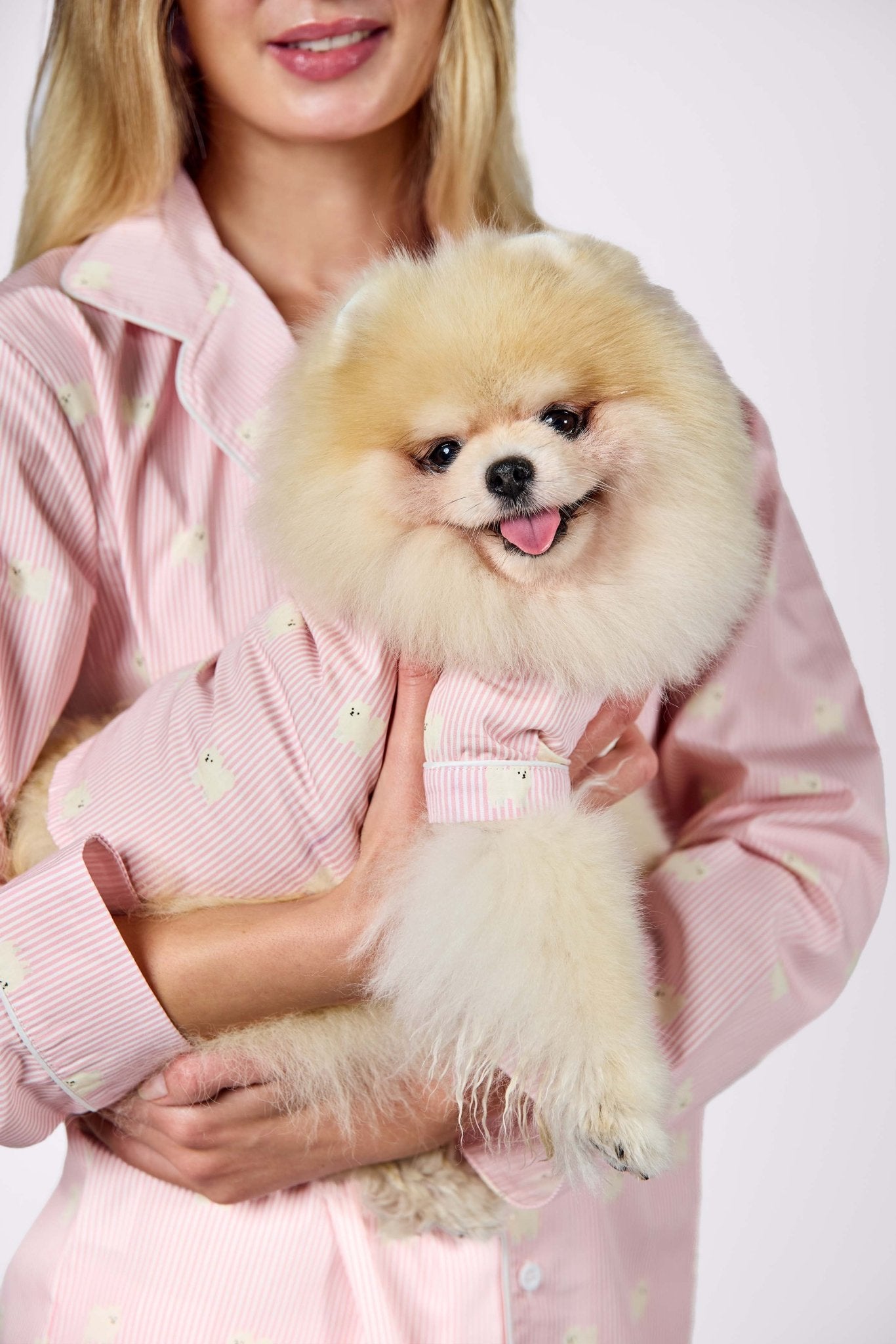 Pomeranian dog pajama shirt – Pink & white - Dupper