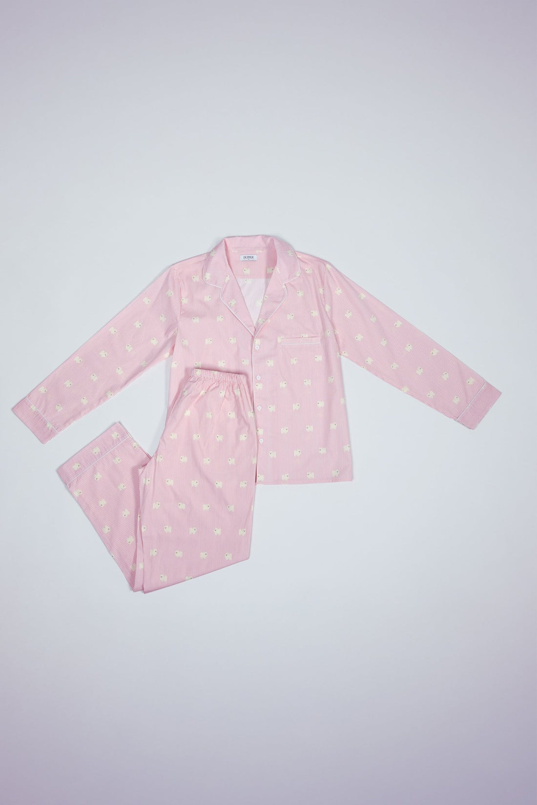 Pomeranian unisex pajama – Pink &amp; white - Dupper