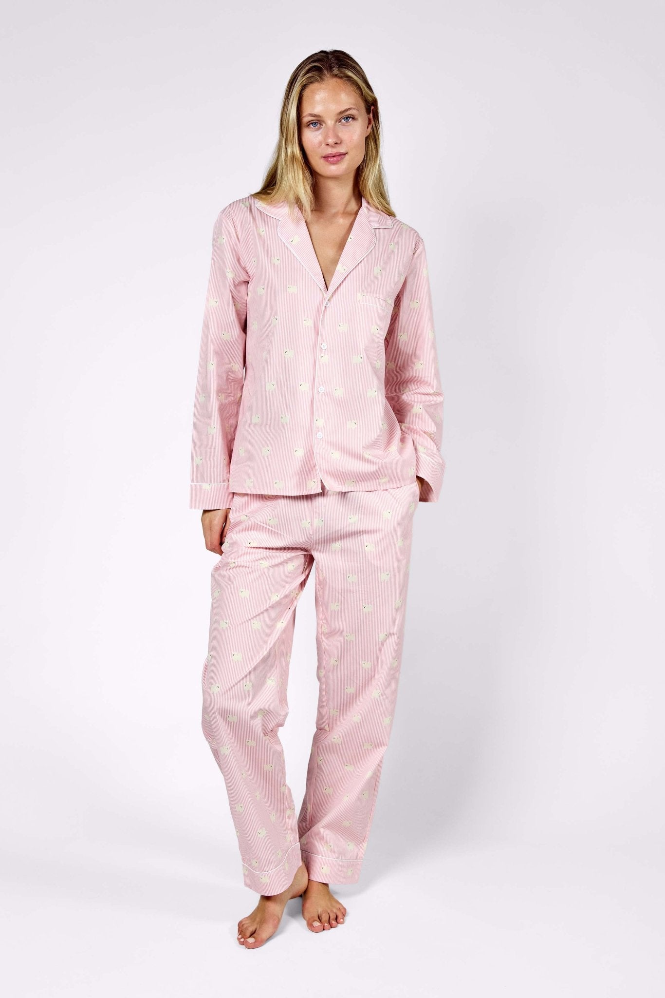 Pomeranian unisex pajama – Pink & white - Dupper
