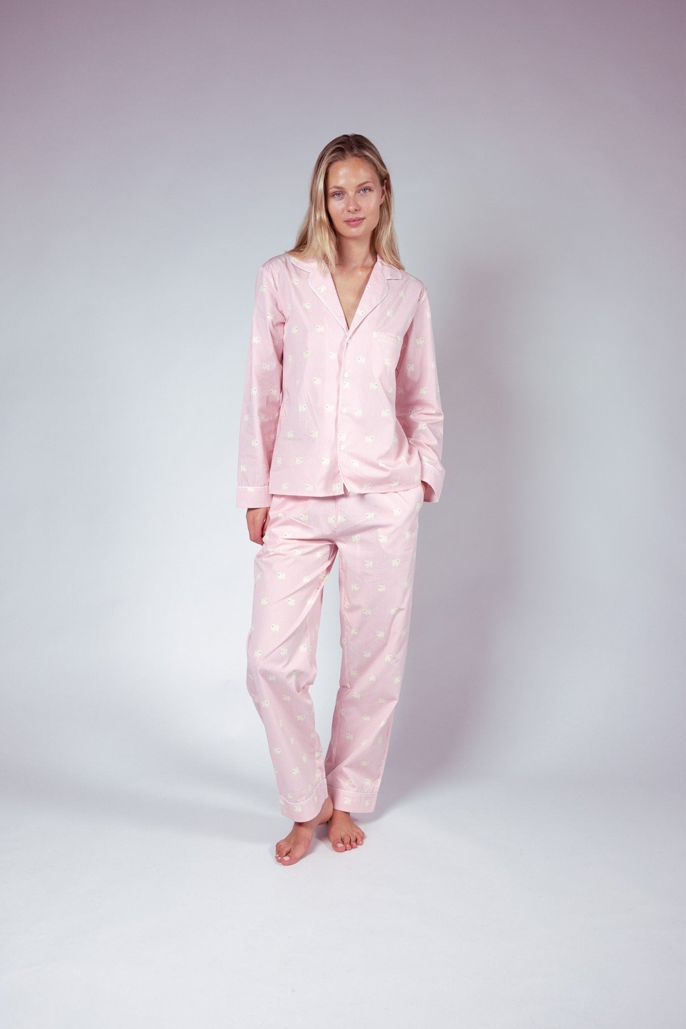 Pomeranian unisex pajama – Pink & white - Dupper